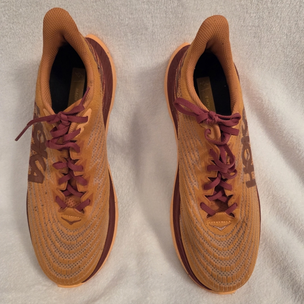 Hoka One One Mach 5 Orange and Red Men's Size 11D Running Shoes Worn Once